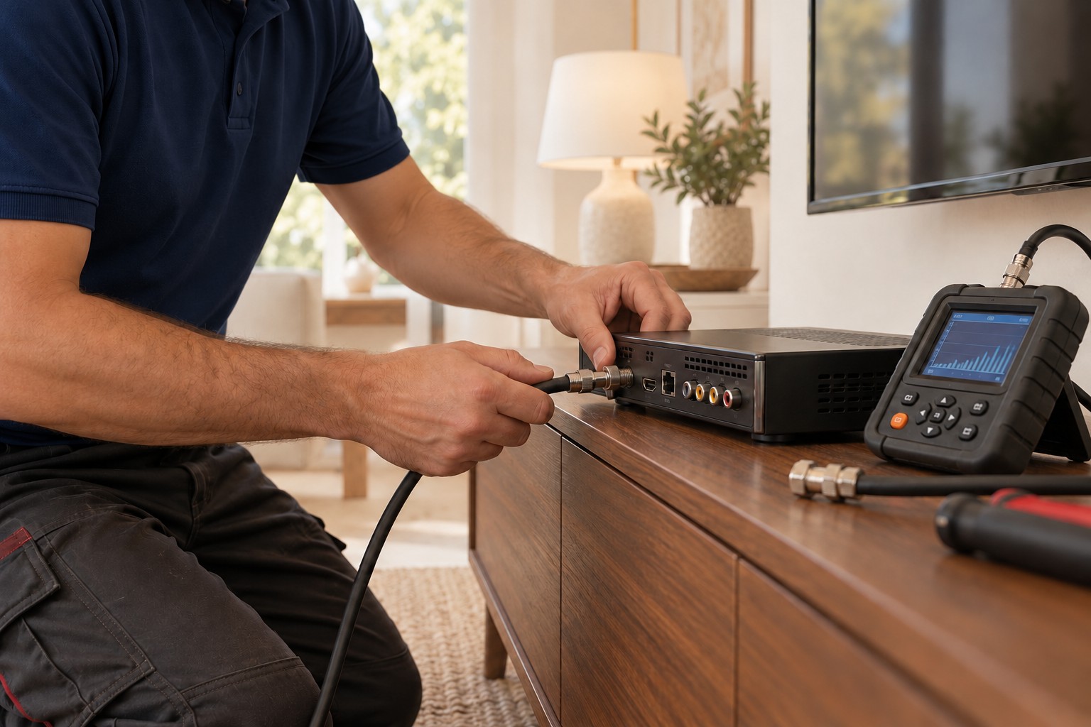 Illustrative decoder and cable connection work