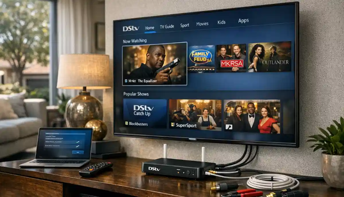 HD decoder connected to TV showing perfect HD picture quality in Centurion