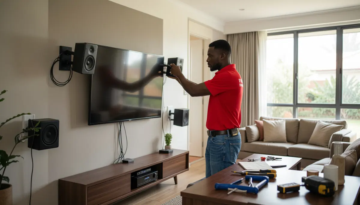 Home theatre speaker installation for surround sound system in Centurion